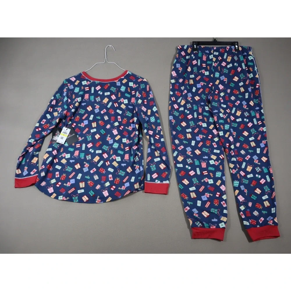 Cuddl Duds Women's‎ 2-Pc. Brushed Sweater Knit Printed Jogger Pajamas Set - M